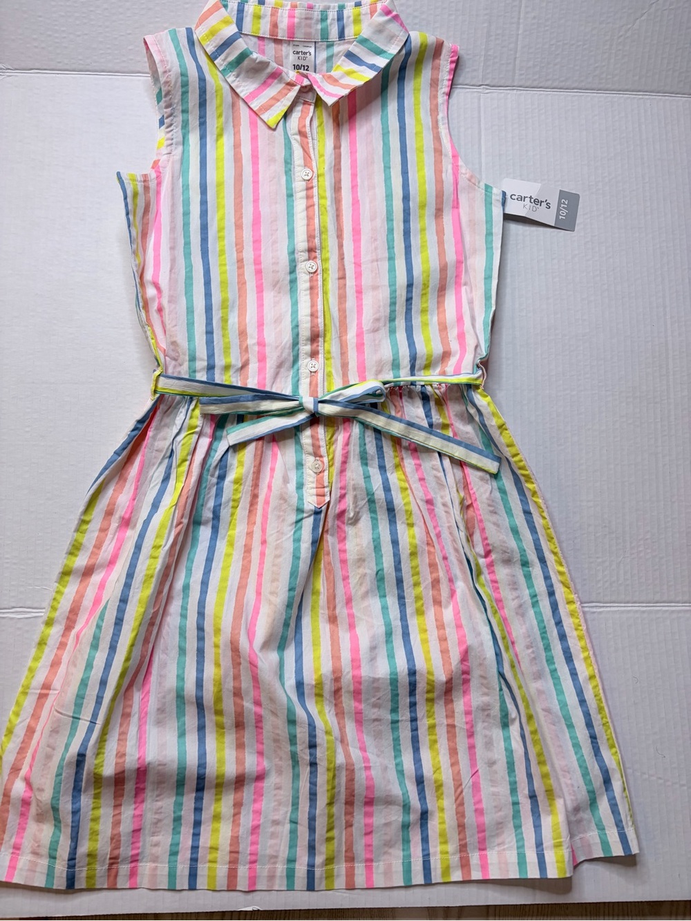 Carter's Pastel Multi-Stripe Sleeveless Button Front Dress